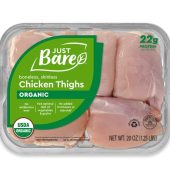 Just Bare® USDA Organic Fresh Chicken Thighs | No Antibiotics Ever | Boneless | Skinless | 1.25 LB