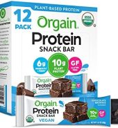 Orgain Organic Vegan Protein Bars, Chocolate Brownie – 10g Plant Based Protein, Low Calorie Healthy Snacks, No Lactose or Soy Ingredients, Gluten Free, Non-GMO – 1.41 Oz (Pack of 12)