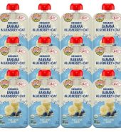 Earth’s Best Organic Baby Food Pouches, Wholesome Breakfast Puree for Babies 6 Months and Older, Organic Banana Blueberry and Oat Puree, 3.5 oz Resealable Pouch (Pack of 12)
