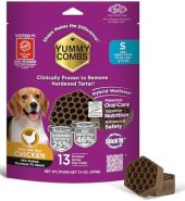 Yummy Combs Dog Dental Treats – Vet VOHC Approved, Removes Tartar & Cleans Teeth – Yummy High Protein Chicken Treat for Small Dogs (Mini Pack, 13 Count)